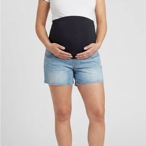Women's Blue Denim Maternity Shorts